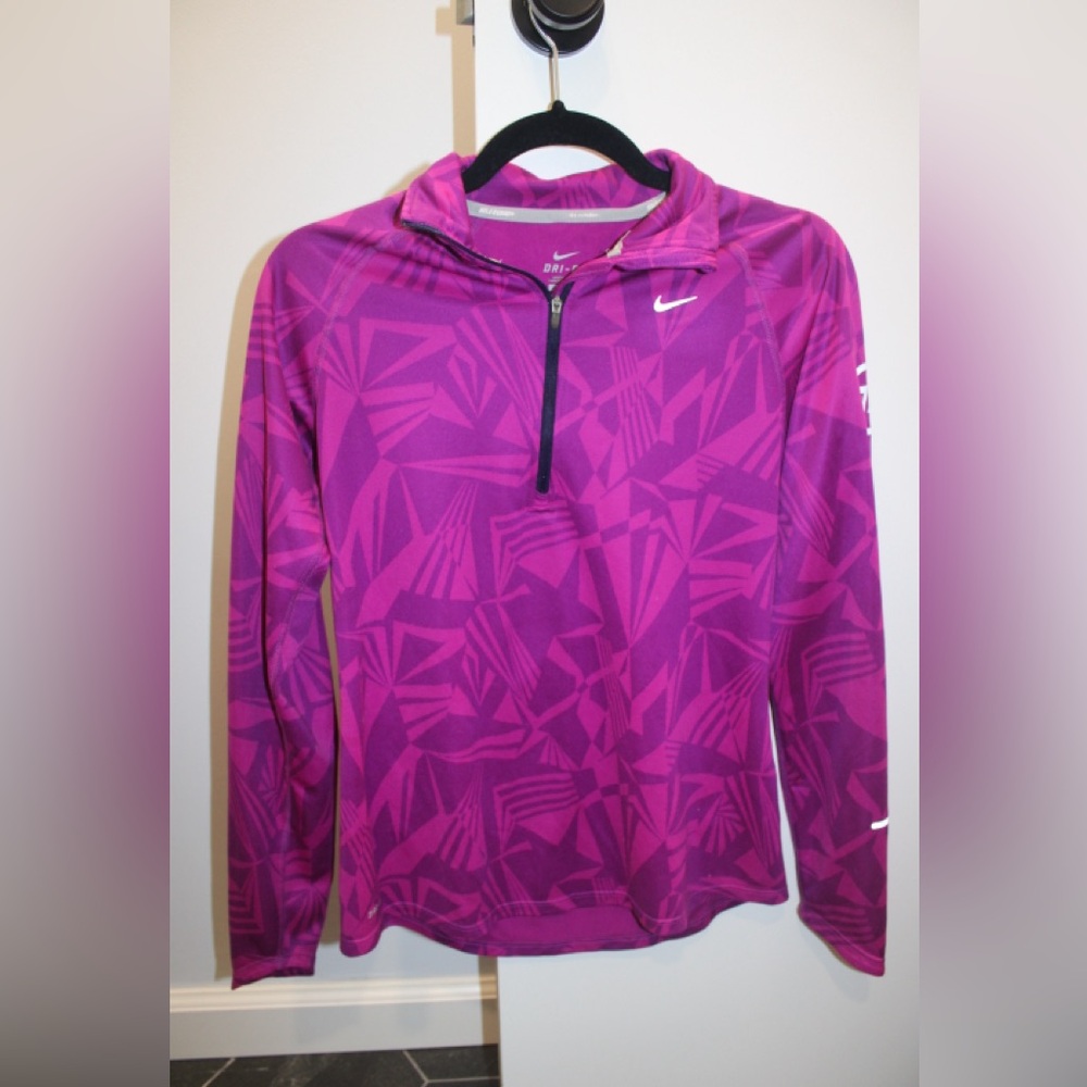 Nike Dri-FIT Element half-zip running pullover hot pink/purple geo pattern